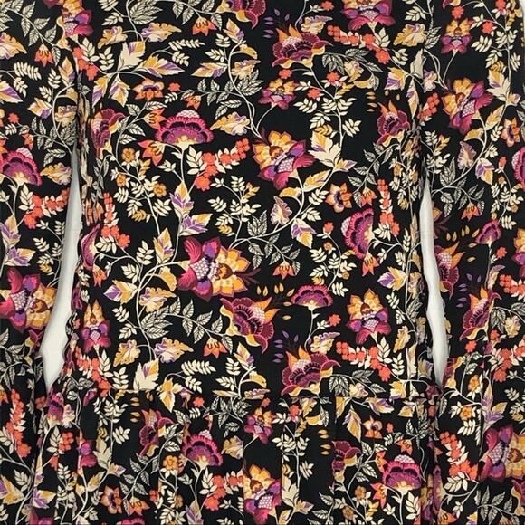 H&M Divided Y2K Floral Mini Dress Bell Sleeves Drop Waist Size 4 Vintage Retro - Picture 9 of 15